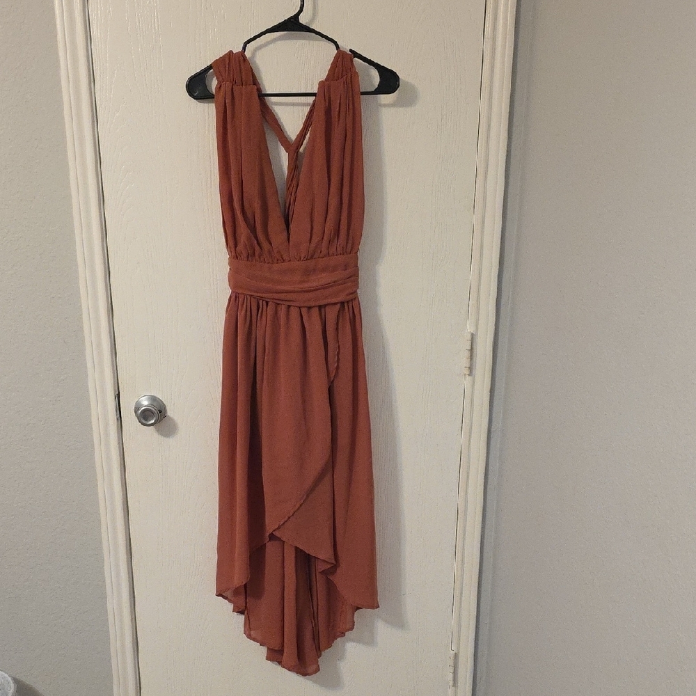 Elegant High Low Dress in Rust
